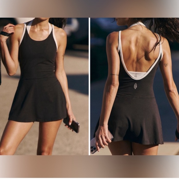 Free People FP Movement Hot Shot Skortsie in Black & White Size Med NWT